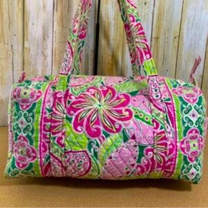 Vera Bradley Pinwheel Pink Quilted Large Weekender Travel Carry On Retired
